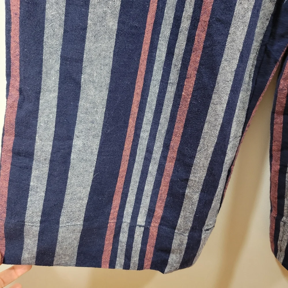 SPLENDID striped linen wide leg striped sleeveless button front jumpsuit